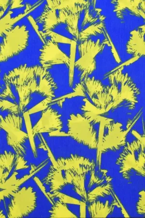 Weekendaanbieding Viscose crêpe Abstract Plants, koningsblauw