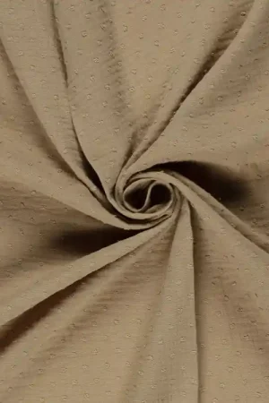 Weekendaanbieding Katoenen mousseline double gauze Dobby, lichtbruin