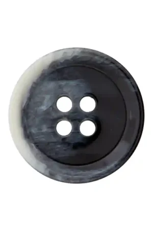 4-hole polyesterknop. 20 mm, grijs-zwart Gereduceerde Prijs