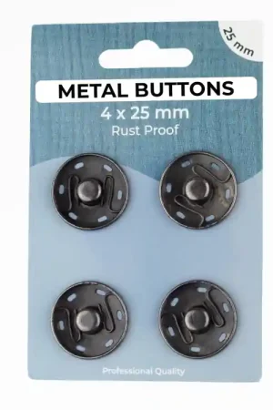 4 Aannaaidrukknopen zwart 25 mm Direct Beschikbaar