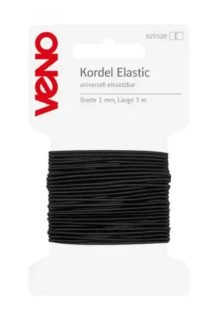 3 m Elastic-koord, 1mm breit, zwart Seizoensaanbieding