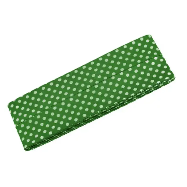 3 m Katoenen biaisband Dots Oaki Doki groen Gereduceerde Prijs