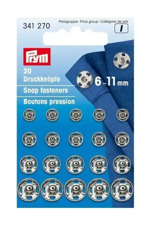 Aannaaidrukknopen MS zilverkleurig 6-11 mm, ass. Merkproduct