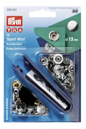 10 Naaivrijdrukknopen SPORT MINI MS zilver 13 mm Lage Prijs