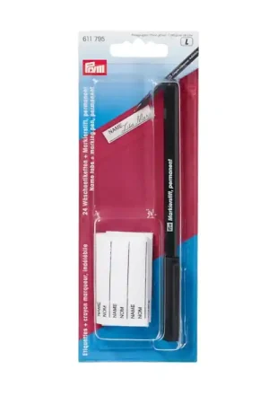 24 opstrijkbare etiketten en wasmarkeerpen permane Nieuw