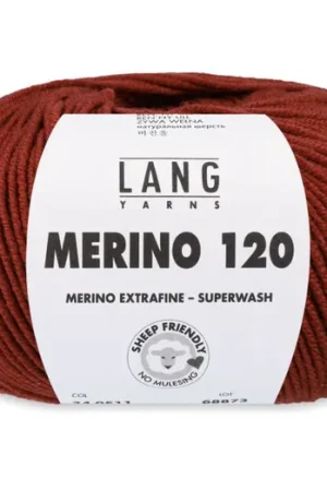 Voordeelprijs Lang Yarns Merino 120 - 176 cognac - Merinowol Garen