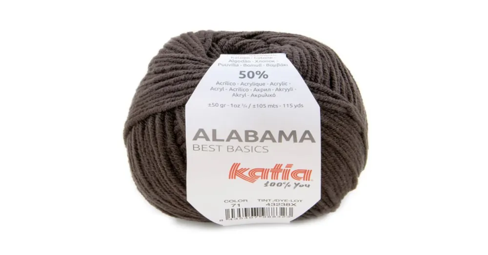 Actieprijs Katia Alabama - 71 donkerbruin - Katoen/Acryl Garen