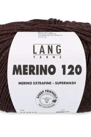 Bestseller Lang Yarns Merino 120 - 368 donkerbruin mix - Merinowol Garen