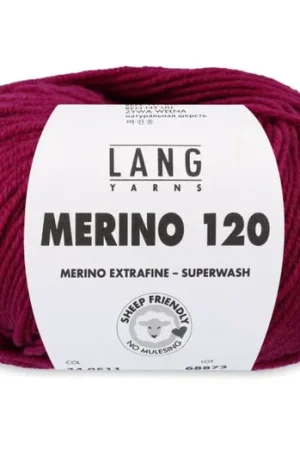 Voordeelprijs Lang Yarns Merino 120 - 280 bordeauxpaars - Merinowol Garen