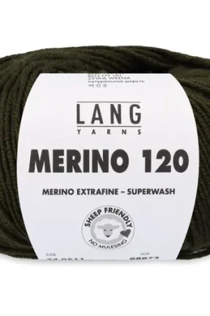 Beperkt Aanbod Lang Yarns Merino 120 - 498 donker olijfgroen - Merinowol Garen