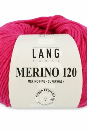 Bestseller Lang Yarns Merino 120 - 465 fuchsia - Merinowol Garen