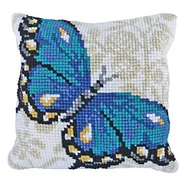 Flitsaanbieding Borduurpakket kussenpakket Blue Butterfly Needleart World LH9.009