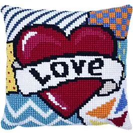 Borduurpakket kussenpakket Patchwork Love Needleart World LH9.004 Tijdelijk Beschikbaar