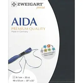Zweigart borduurstof aida 20 counts \\/ 8 kruisje per centimeter 7026 Antraciet48x53 cm. Dagaanbieding