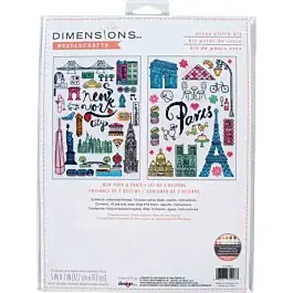 2 Borduurpakketten New York en Parijs van Dimensions70-35407 Merkproduct