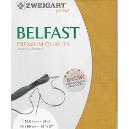 Zweigart linnen borduurstof Belfast 32ounts\\/12,6 draden per cm kl.3008 geel afm. 48x68cm Beperkte Voorraad