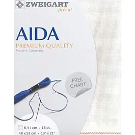 Zweigart borduurstof aida 16ct\\/ 6.4kruisje wit 101 afm. 48x53cm Premium