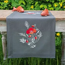 Actieprijs Borduurpakket tafelloper klaprozen van Vervaco PN-0180735 voorbedrukt