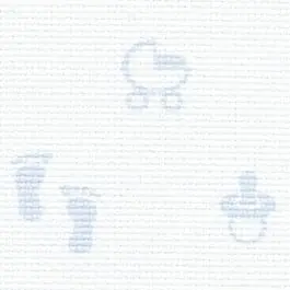 Zweigart borduurstof aida 14ct \\/ 5.4kruisje kleur wit met baluw bedrukte baby print 5289afm. 48x53cm Seizoensaanbieding