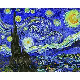 Actieprijs Voorbedrukt borduurpakket starry night op aida Needleart World 650.040