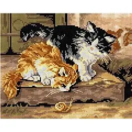 Actieprijs Voorbedrukte stramien poesjes Orchidea 2913H excl borduurgaren