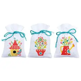 Seizoensaanbieding Borduurpakket Kruidenzakje 3 st. lente met telpatroon van Vervaco pn-0164179