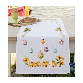 Op = Op Vervaco borduurpakket aida loper paaskuikens met telpatroon pn-0156320