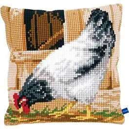 Vervaco borduurpakket voorbedrukt kruissteekkussen grijze kip borduren pn-0148109 Alleen Vandaag