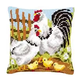 BorduurpakketkussenKippenfamilie op de boerderij vervaco pn-0146209 Beste Prijs