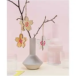 3 Houten 3D bloemen op te hangen Rico design08795.03.30 Dagaanbieding