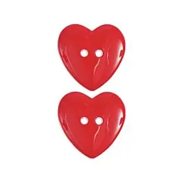 Weekendaanbieding Rico design knoop rode hartjes 22x22mm 2 stuks