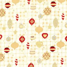 Aanbieding Katoen poplin kerst ballen offwhite/goud