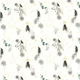 Uitverkoop Katoen poplin kerst ornamenten offwhite/goud