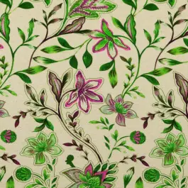 Viscose linnen digitaaldruk bloemen groen Flitsaanbieding