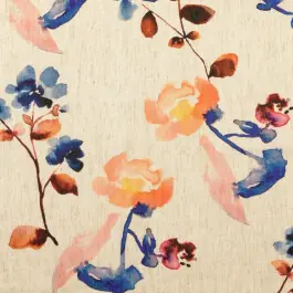 Viscose linnen digitaaldruk bloemen blauw Meest Verkocht