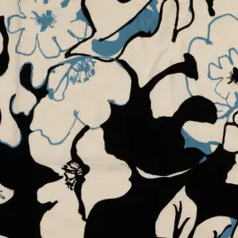 Viscose linnen bloemen petrol Fabrieksprijs