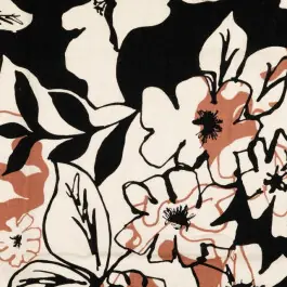 Viscose linnen bloemen bruin Beperkte Voorraad