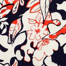 Viscose poplin bloemen rood Seizoensaanbieding