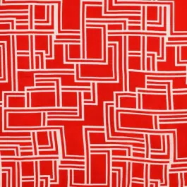 Viscose poplin abstract rood Beperkte Voorraad