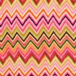 Viscose satijn digitaaldruk zigzag roze/oranje Speciale Aanbieding