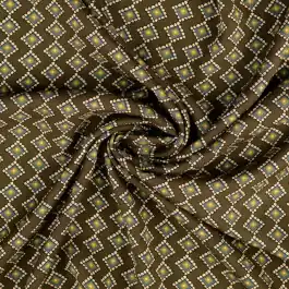 Viscose twill batik olijfgroen Speciale Aanbieding