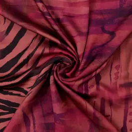 Viscose satijn digitaaldruk planten rood Nieuw