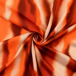 Veilige Betaling Viscose satijn digitaaldruk batik strepen oranje/bordeaux