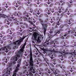 Viscose satijn digitaaldruk geometrisch lila Bestel Nu