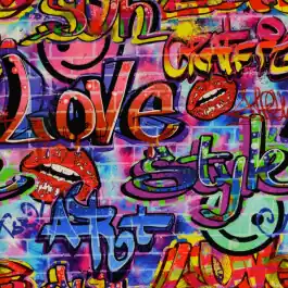 Sweat/french terry digitaaldruk graffiti multicolor Seizoensaanbieding