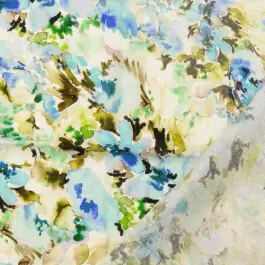 Viscose linnen voile digitaaldruk bloemen blauw/groen Shop Nu