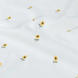 Rib jersey zonnebloemen offwhite Favoriet