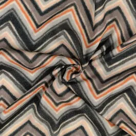 Viscose geweven glitter digitaaldruk zigzag zwart/beige Voordeelprijs