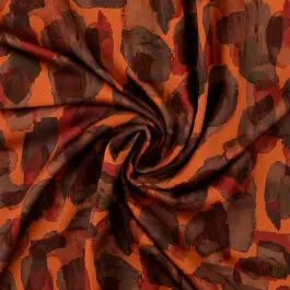 Viscose satijn digitaaldruk vlekken oranje Merkproduct