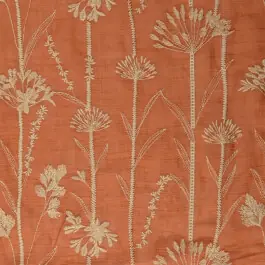 Voile met geborduurde bloemen brick Direct Verzonden